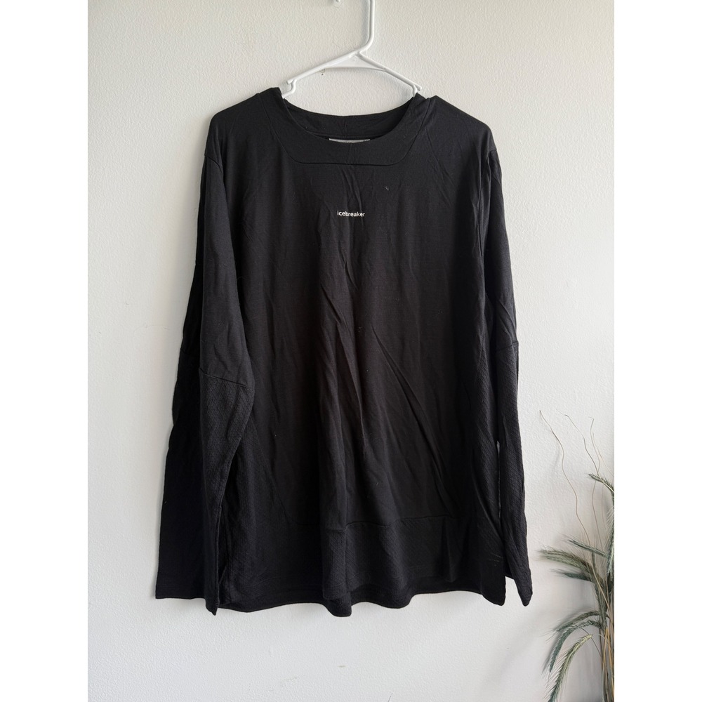Icebreaker Cool-Lite Mens XL Black Merino Wool Blend Long Sleeve T-Shirt